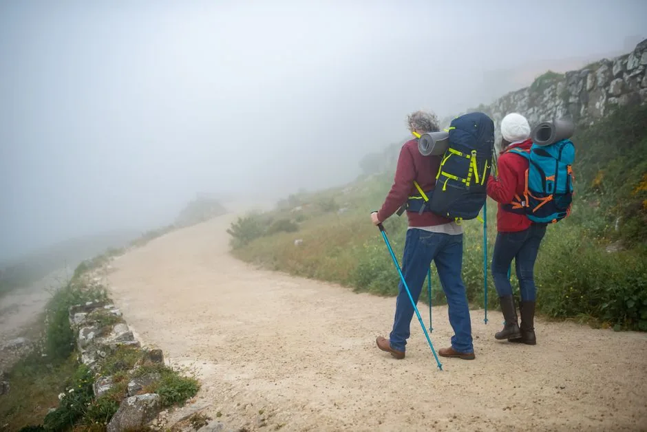 hikers on a European mountain trail